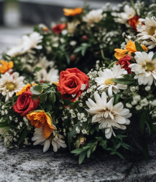 wreath-flowers-is-stone-table